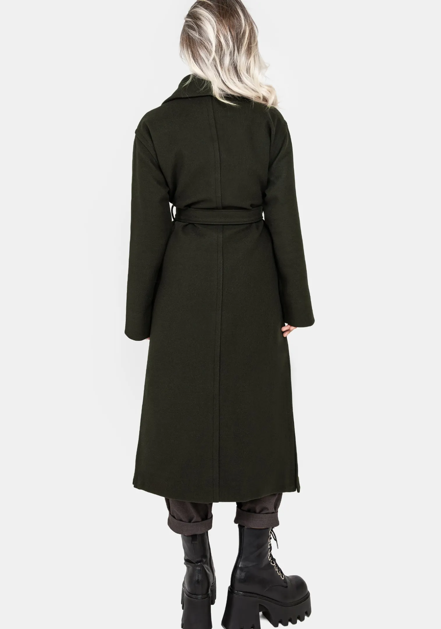Meltdown Oversized Coat with Brooch - Green