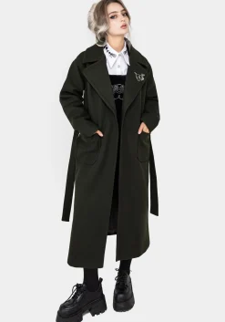Meltdown Oversized Coat with Brooch - Green