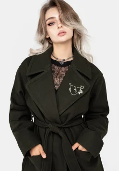 Meltdown Oversized Coat with Brooch - Green