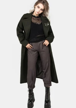 Meltdown Oversized Coat with Brooch - Green