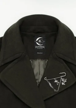 Meltdown Oversized Coat with Brooch - Green