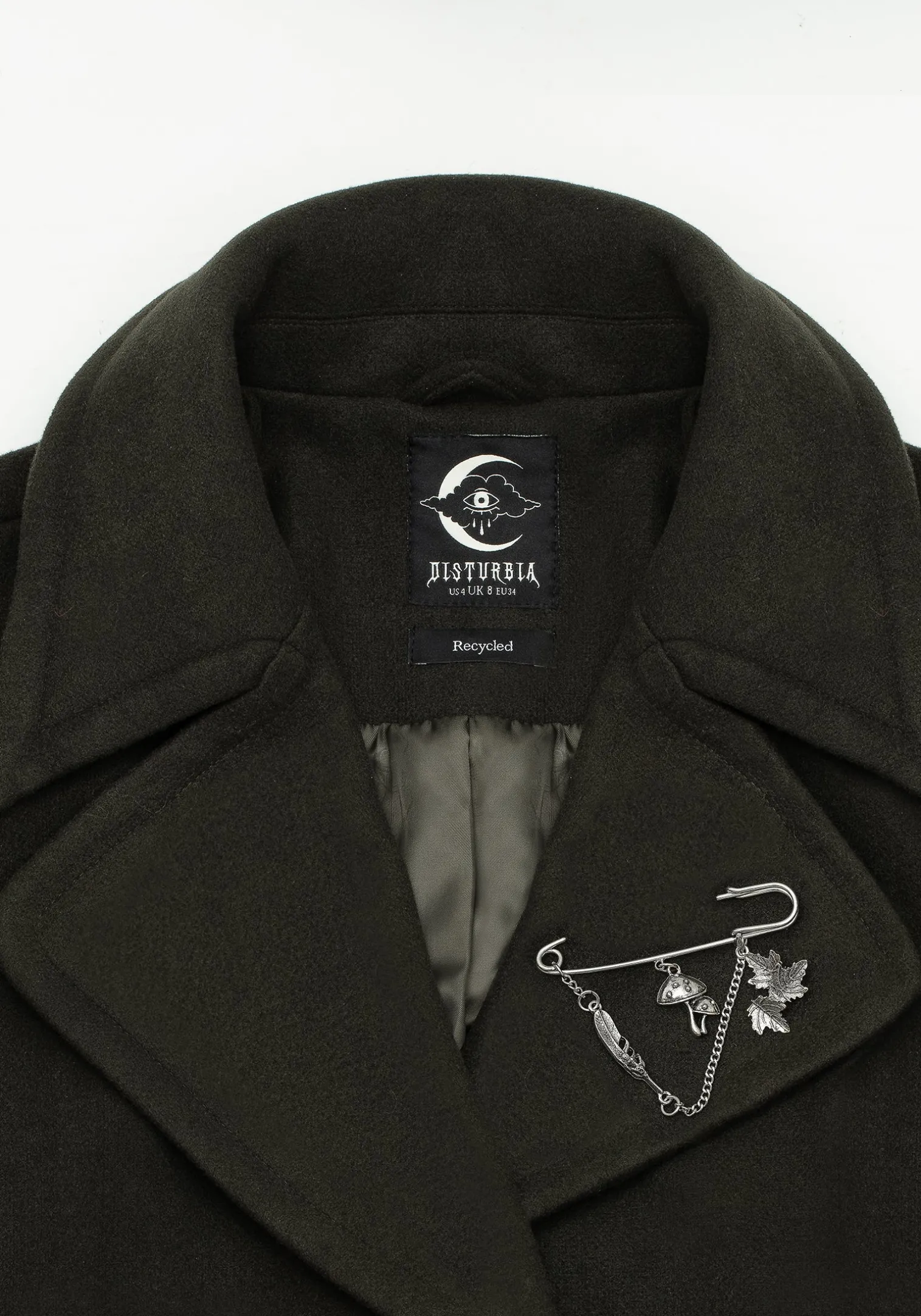 Meltdown Oversized Coat with Brooch - Green
