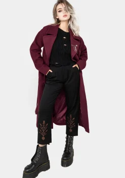 Meltdown Oversized Coat with Brooch - Red
