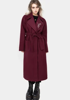 Meltdown Oversized Coat with Brooch - Red