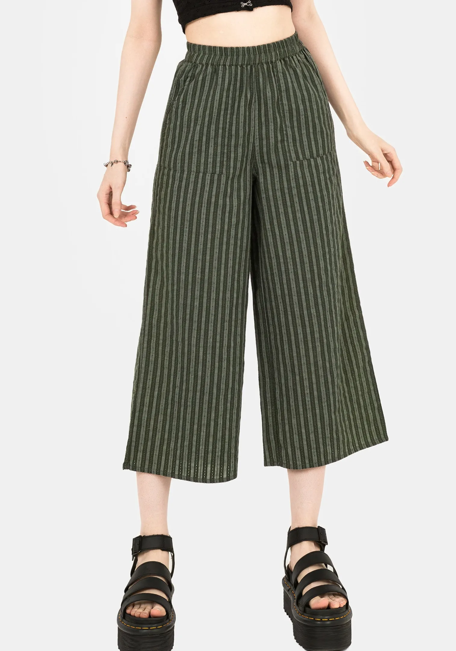 Memorantia Wide Leg Culottes - Green