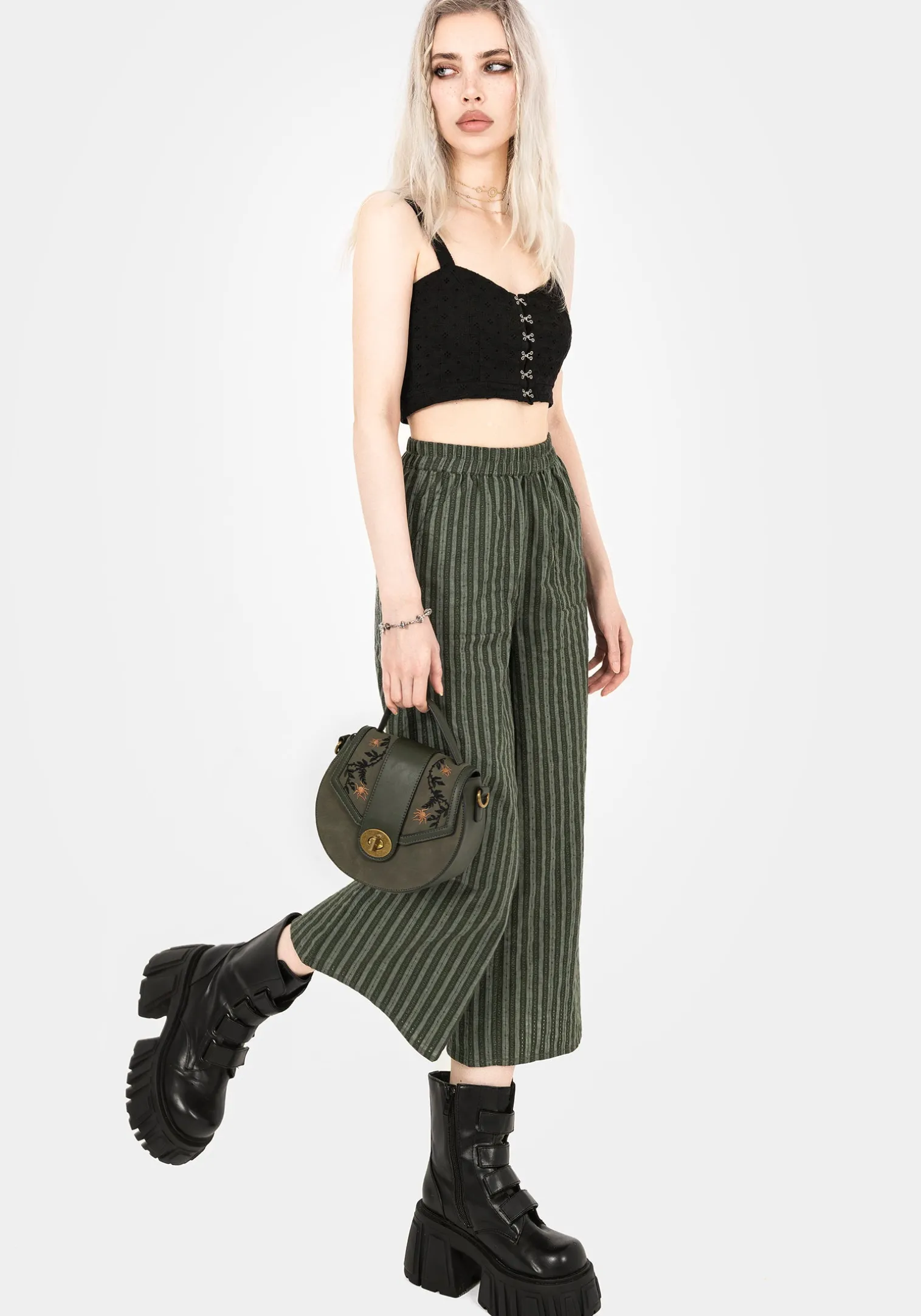 Memorantia Wide Leg Culottes - Green
