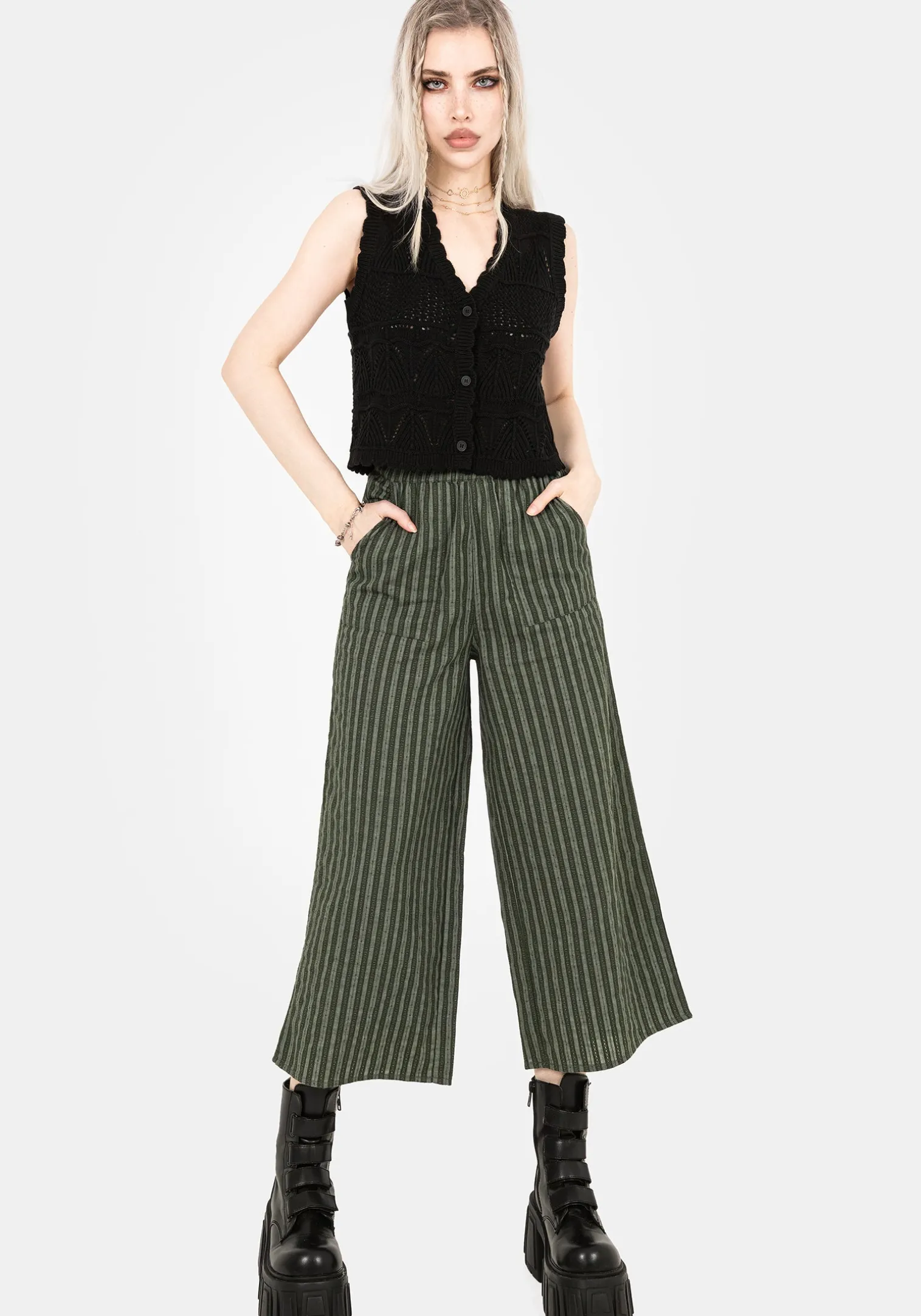 Memorantia Wide Leg Culottes - Green