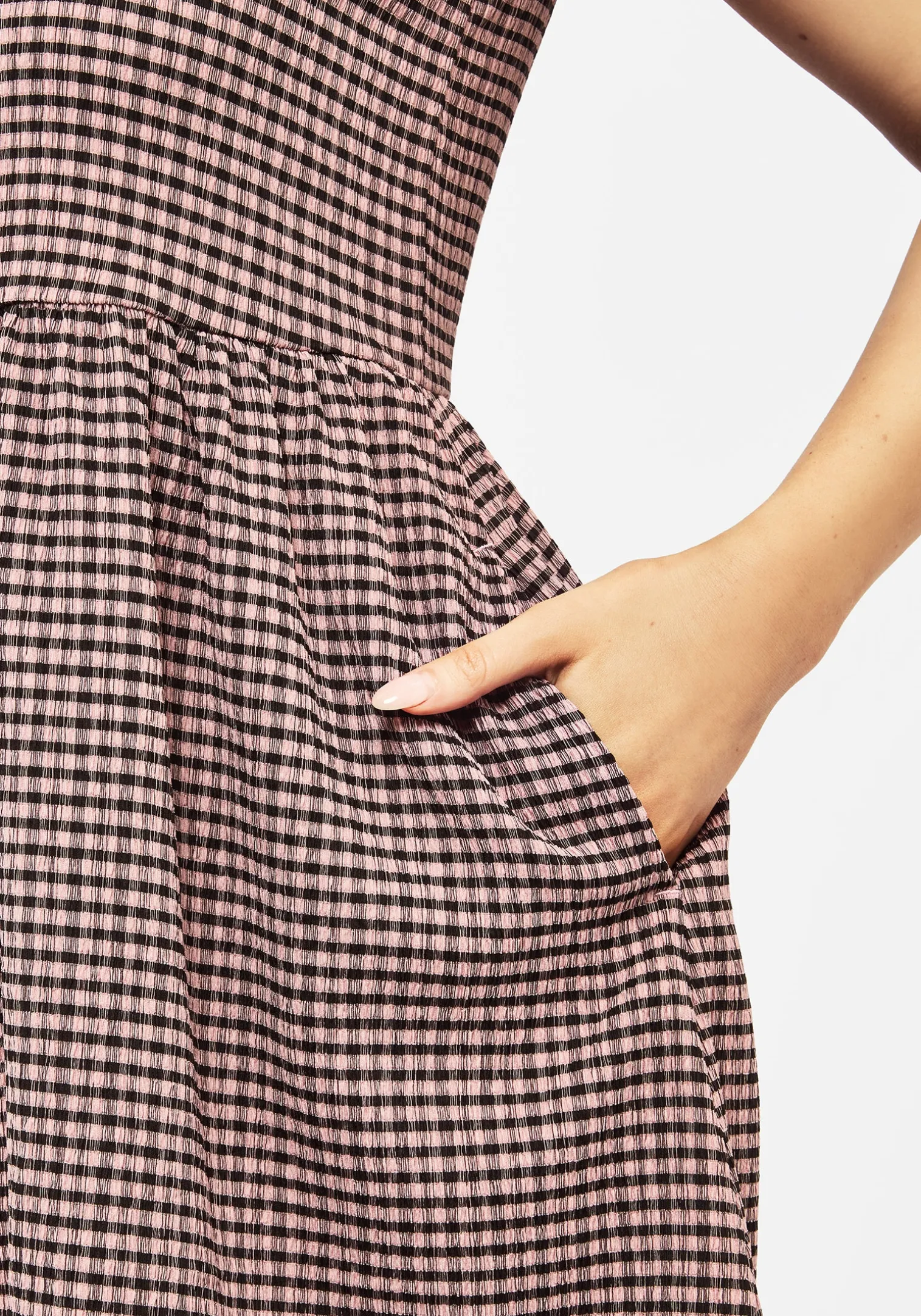 Midora Crinkle Check Mini Skater Dress
