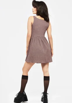 Midora Crinkle Check Mini Skater Dress