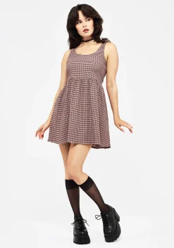 Midora Crinkle Check Mini Skater Dress