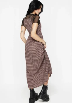 Midora Crinkle Check Racerback Midaxi Dress