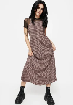 Midora Crinkle Check Racerback Midaxi Dress