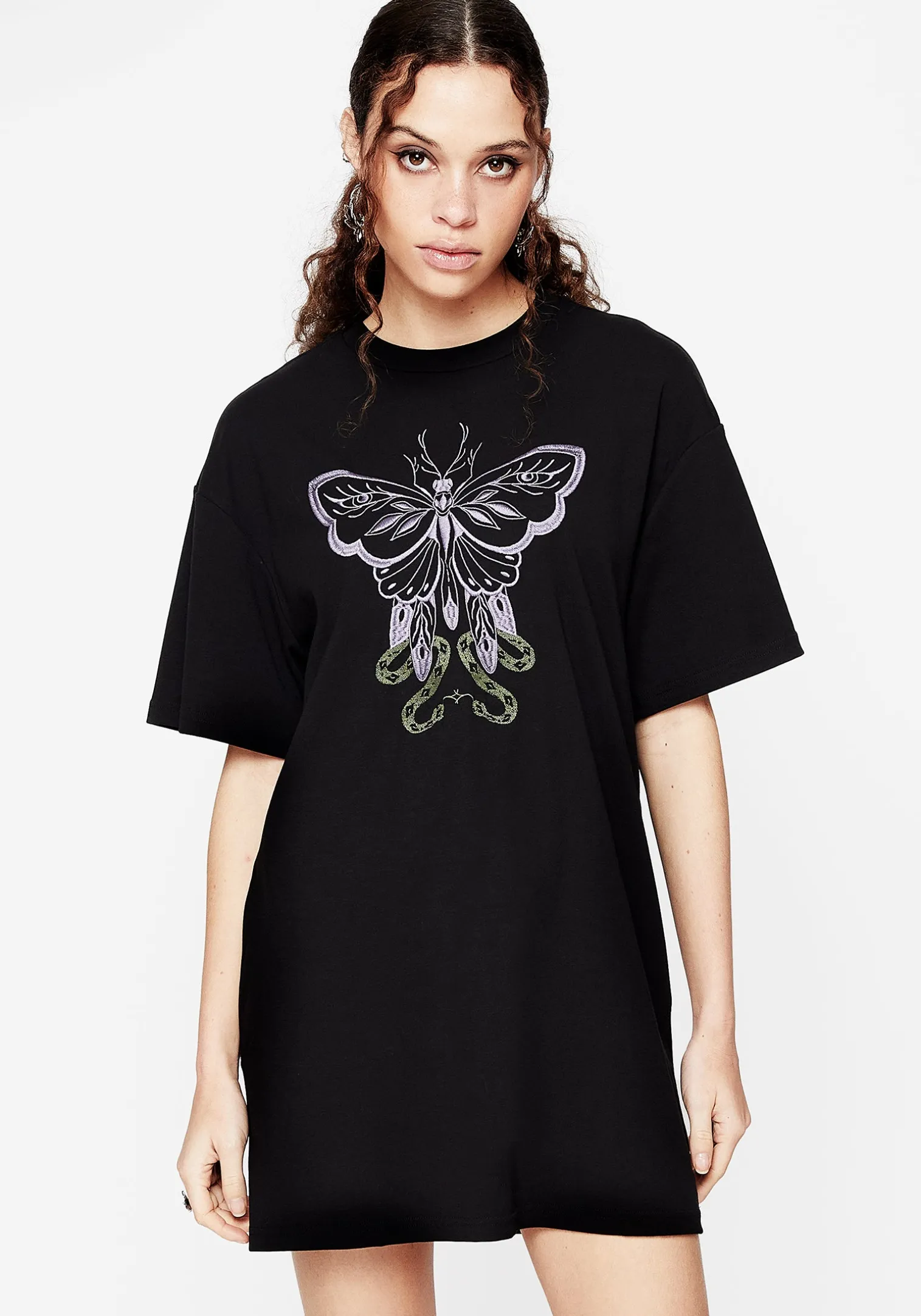 Mimicry Embroidered Mini Tee Dress