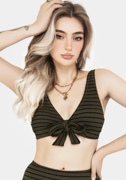 Mire Stripe Tie Detail Bikini Top
