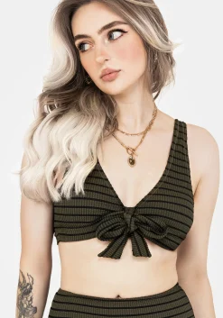 Mire Stripe Tie Detail Bikini Top