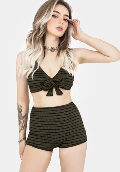 Mire Stripe Tie Detail Bikini Top