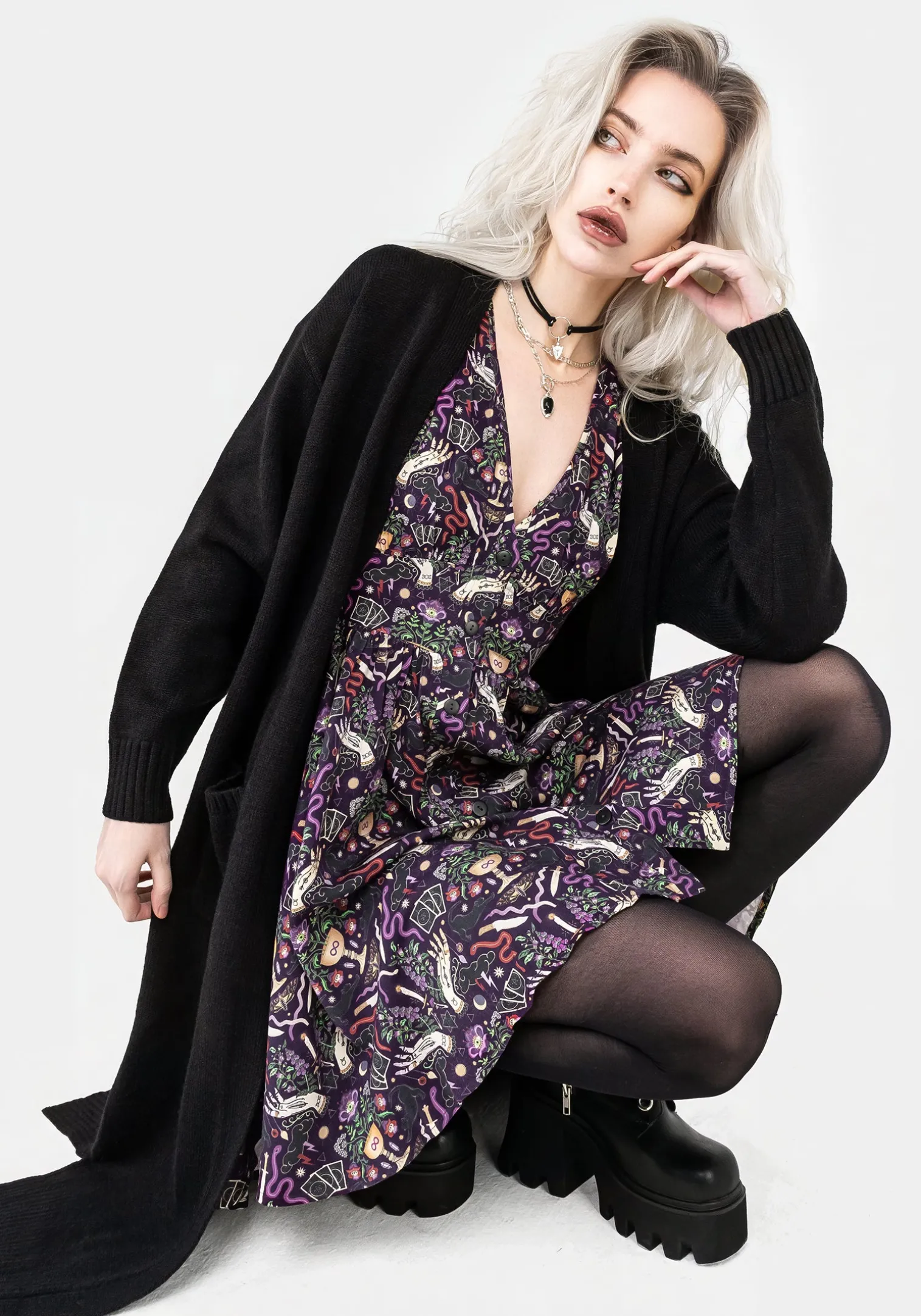 Modern Mystic Button Up Mini Dress