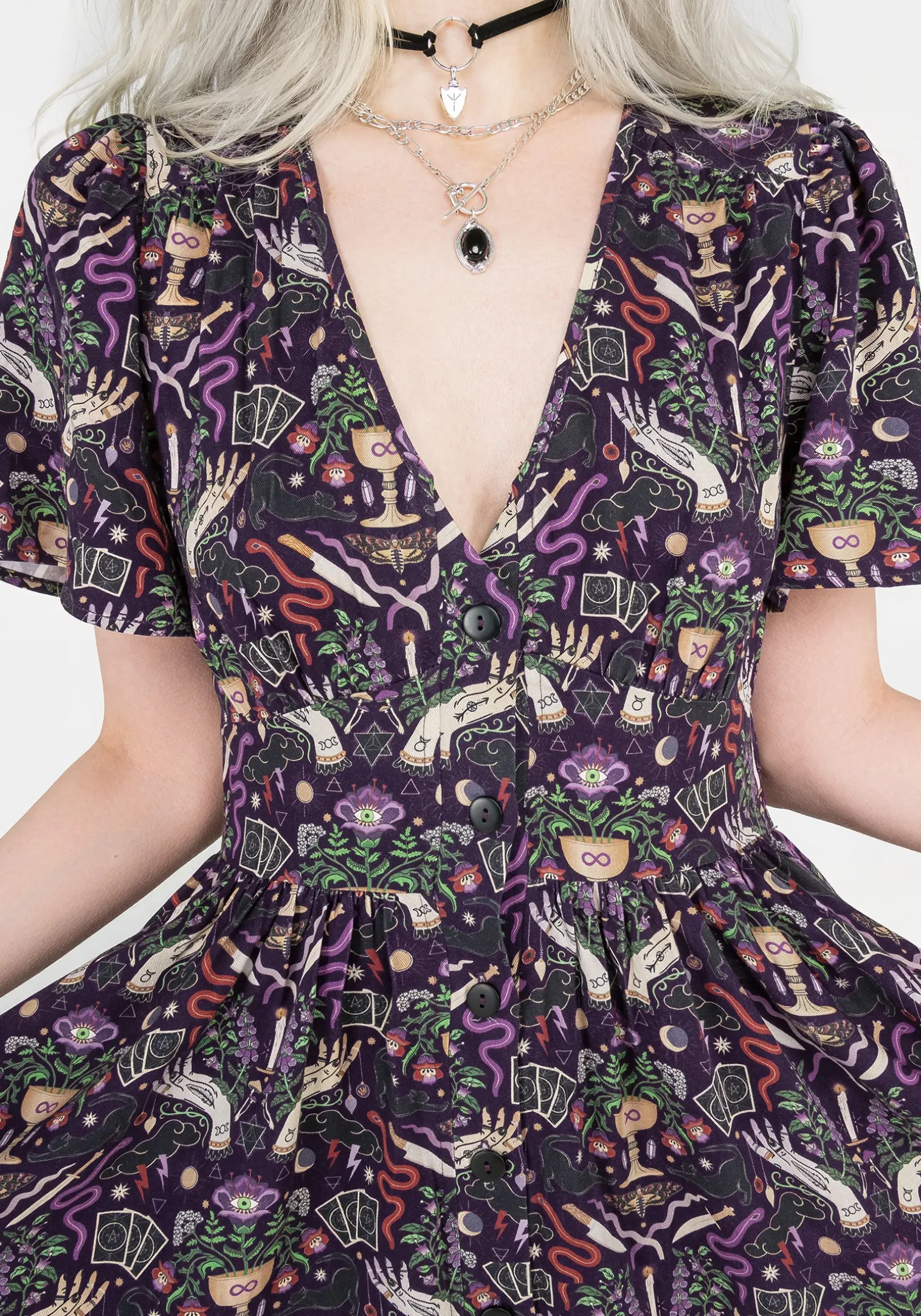 Modern Mystic Button Up Mini Dress