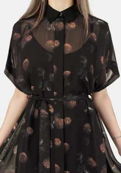Monica Floral Chiffon Midi Shirt Dress