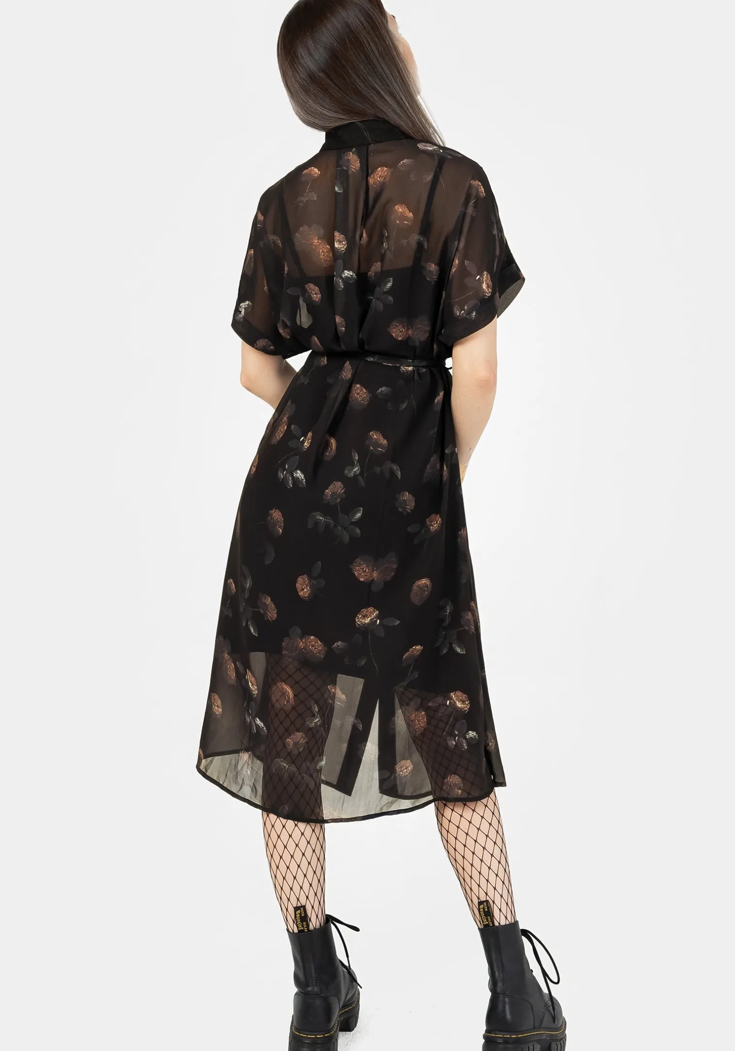 Monica Floral Chiffon Midi Shirt Dress
