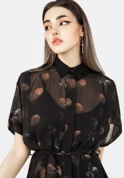 Monica Floral Chiffon Midi Shirt Dress