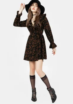 Monstera Frill Wrap Mini Dress