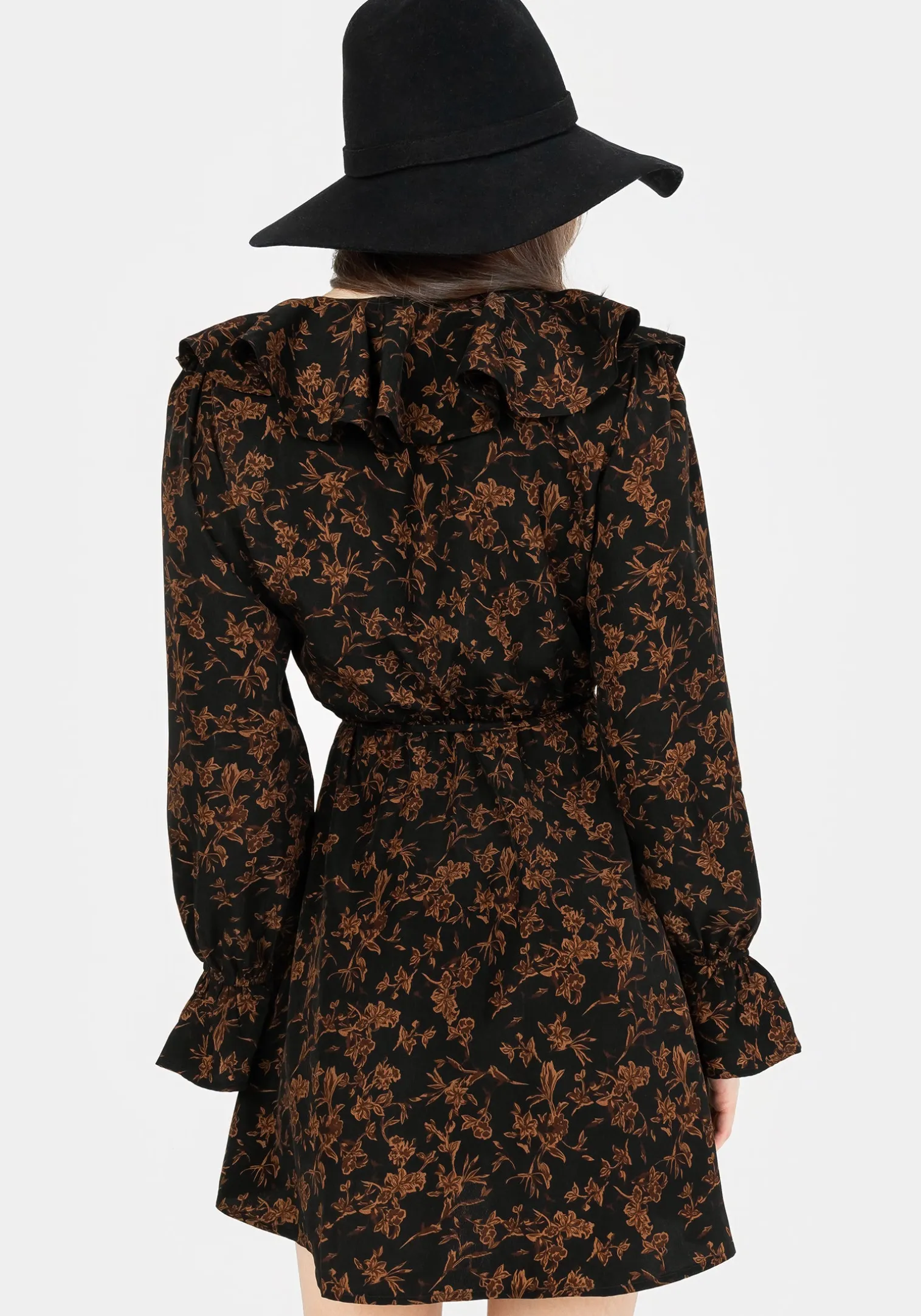 Monstera Frill Wrap Mini Dress