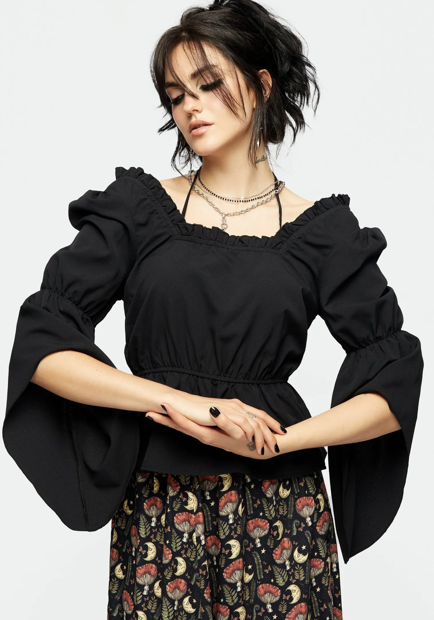 Monstera Halter Tie Square Neck Top