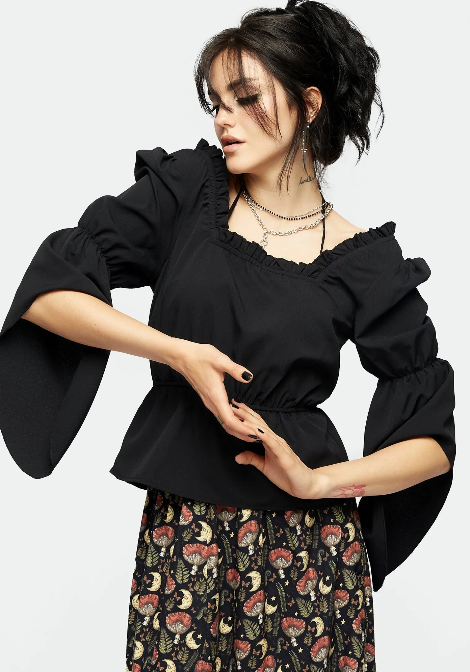 Monstera Halter Tie Square Neck Top