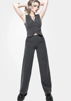 Moonage Herringbone Tailored Trousers - Grey