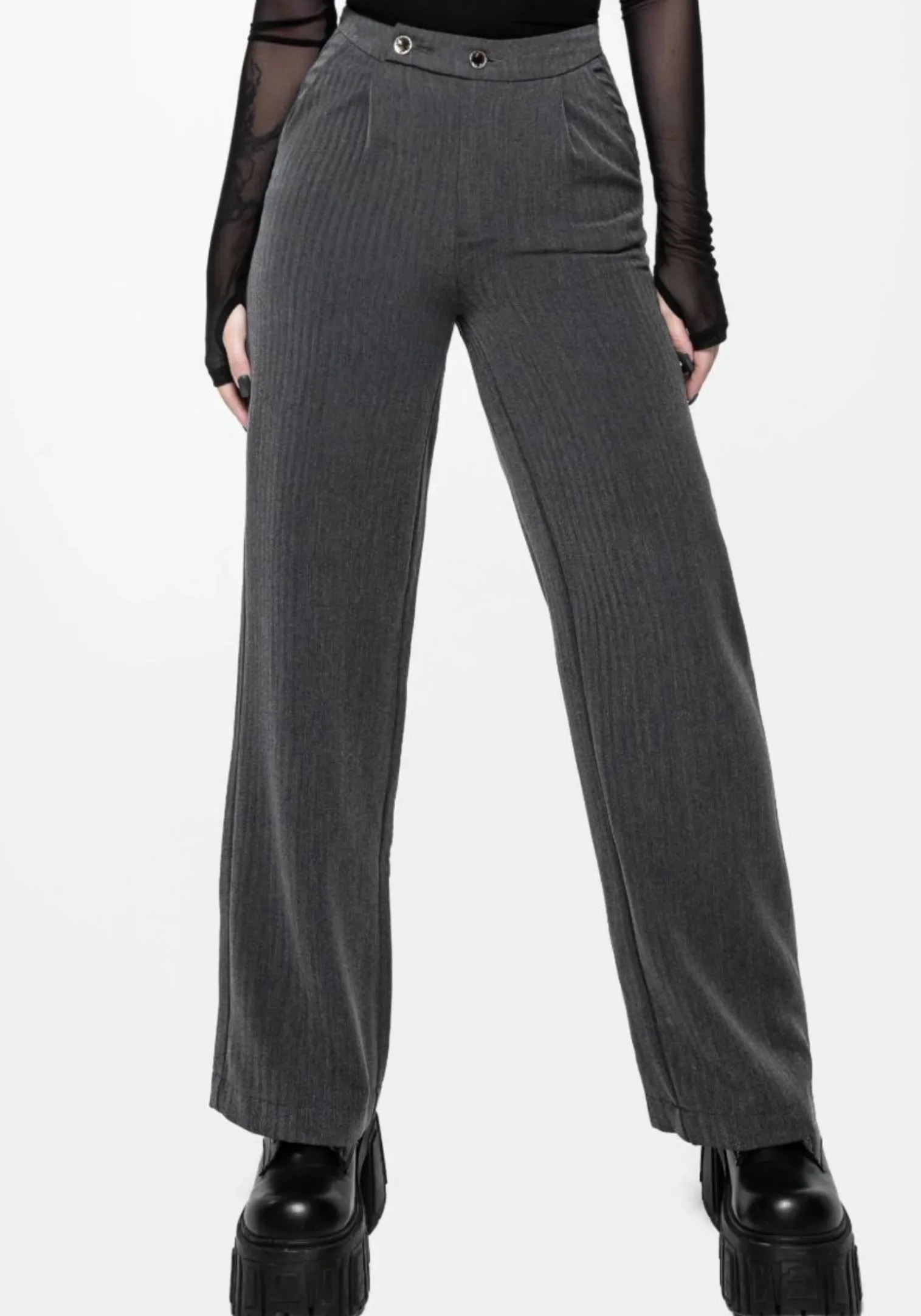 Moonage Herringbone Tailored Trousers - Grey