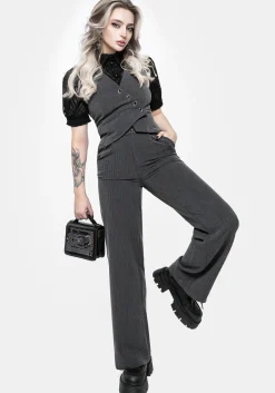 Moonage Herringbone Tailored Trousers - Grey