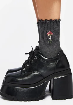 Morchella Embroidered Mushroom Socks