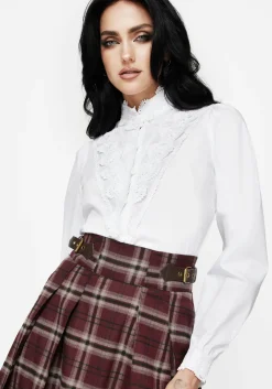 Morgaine Lace Detail Button Up Shirt - White