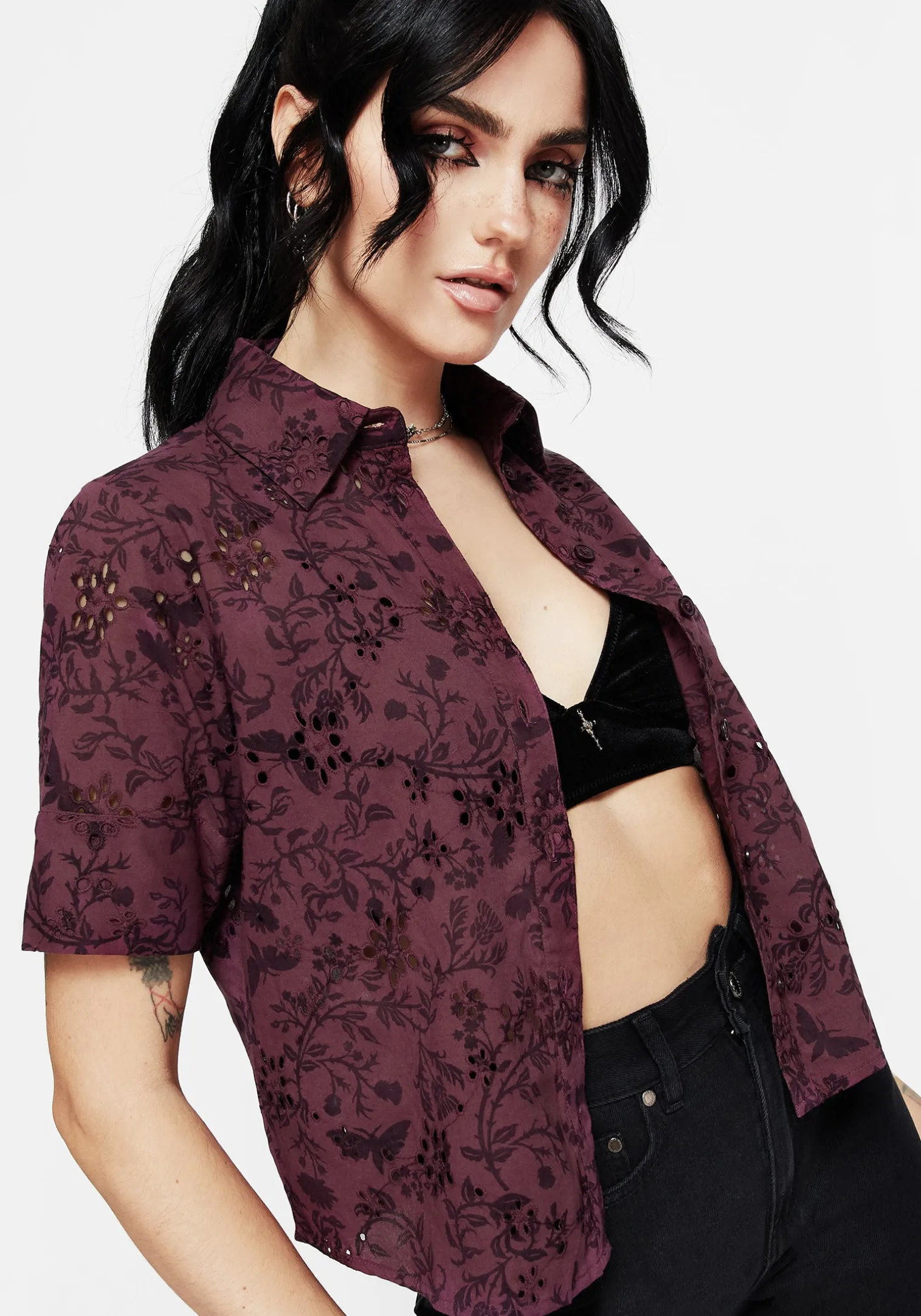 Morgana Cotton Broderie Button Up Shirt