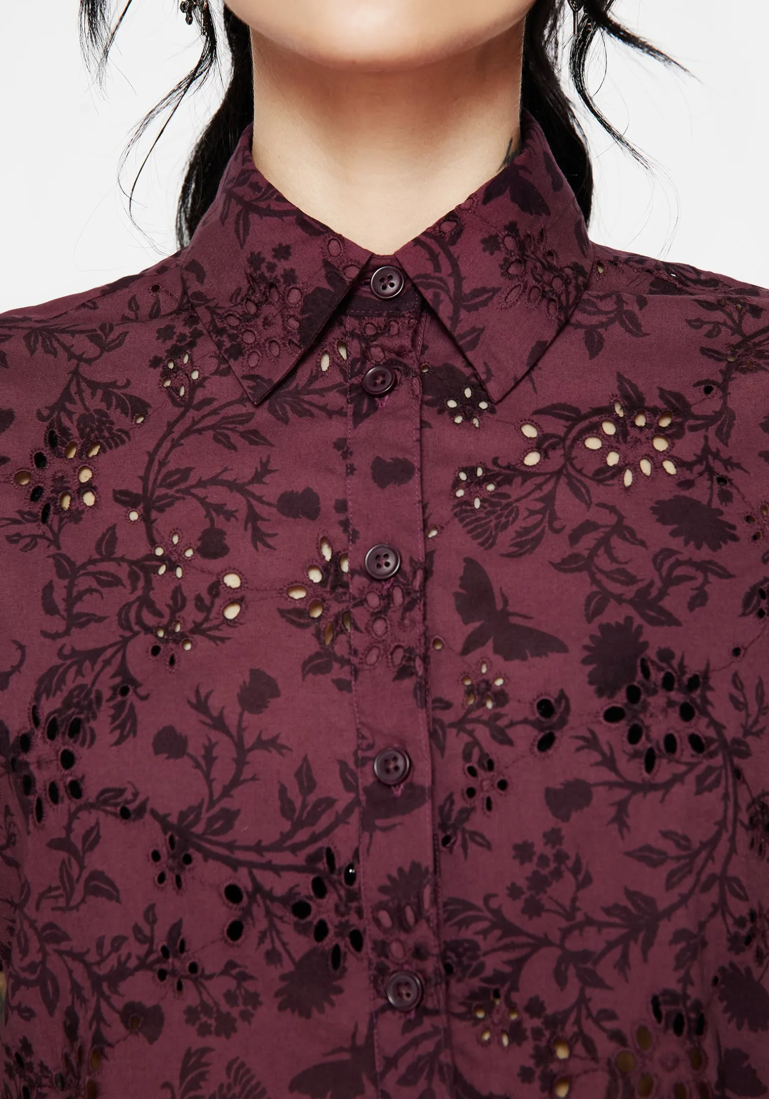 Morgana Cotton Broderie Button Up Shirt