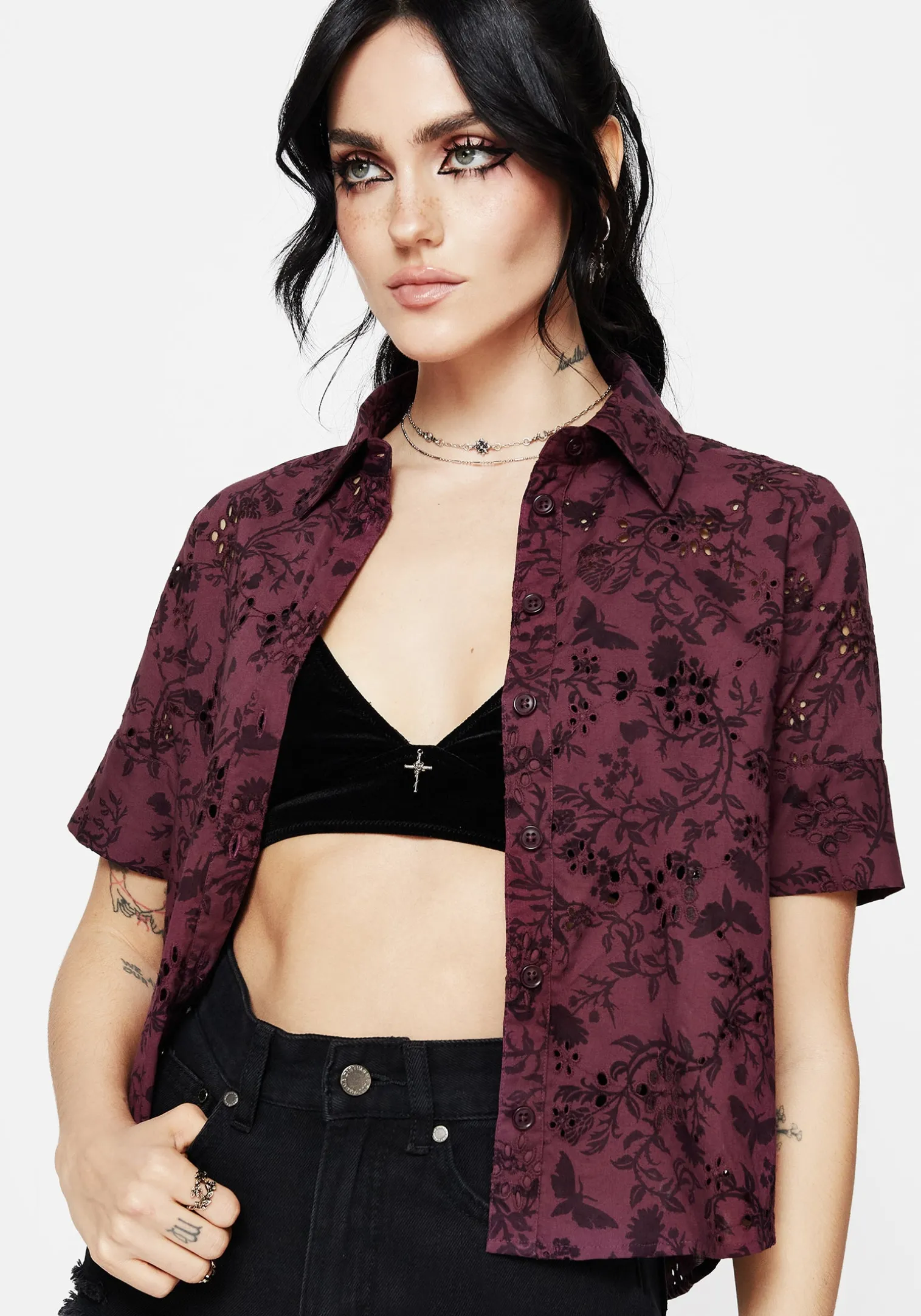 Morgana Cotton Broderie Button Up Shirt