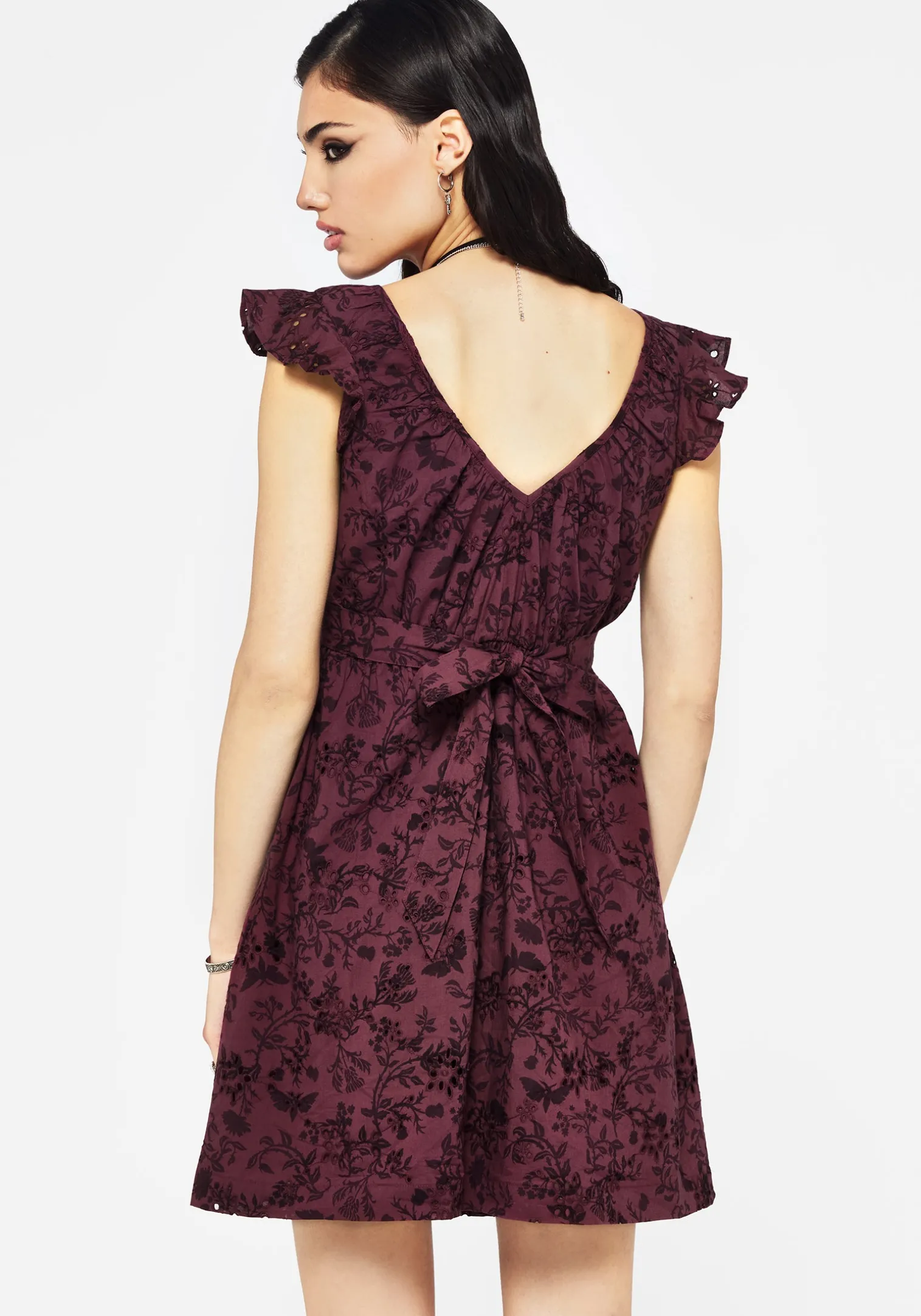 Morgana Cotton Broderie Frill Sleeve Mini Dress