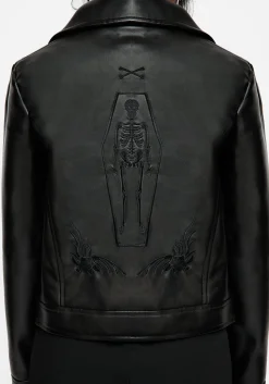 Mori Embroidered Faux Leather Jacket