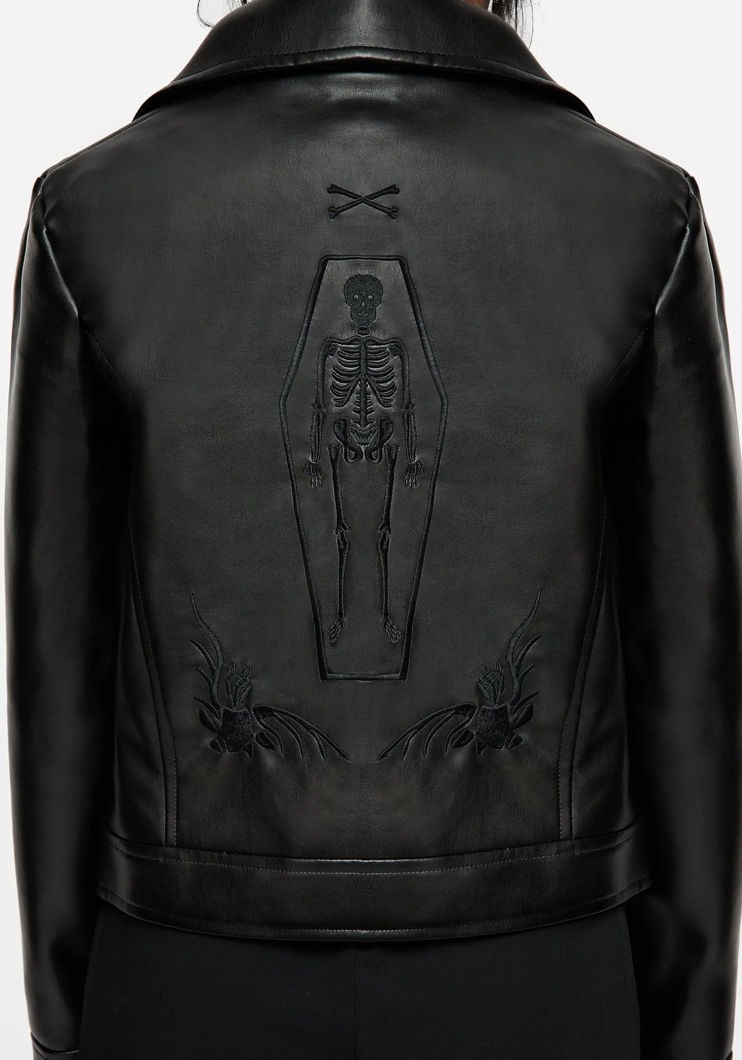 Mori Embroidered Faux Leather Jacket