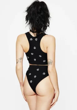 Mori Skull Embroidered Racerback Bralet