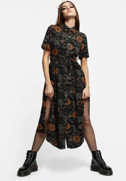 Mortify Floral Print Midi Shirt Dress