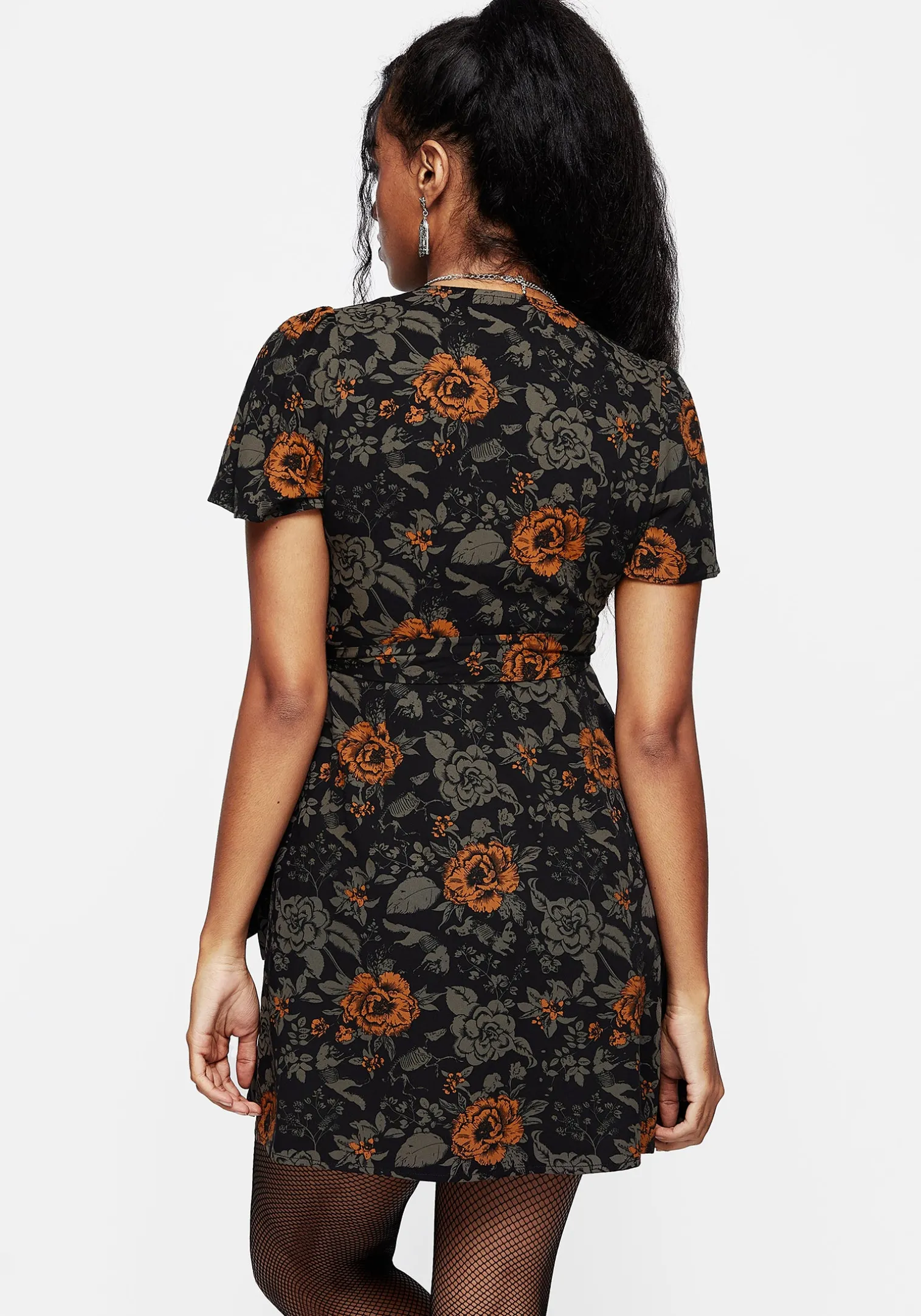 Mortify Floral Print Mini Wrap Dress