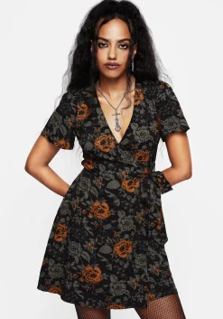 Mortify Floral Print Mini Wrap Dress