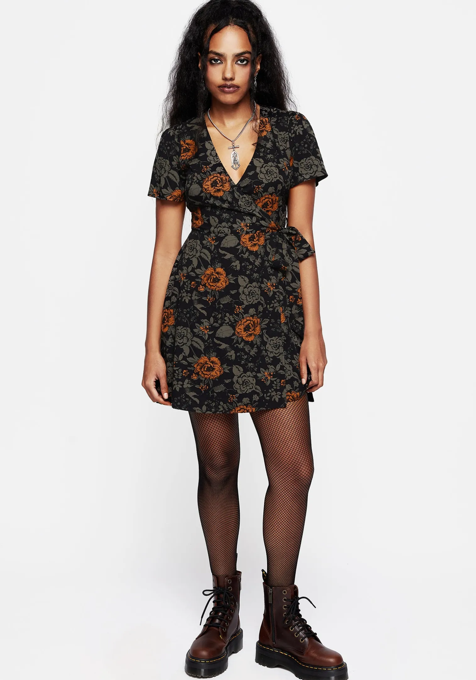 Mortify Floral Print Mini Wrap Dress