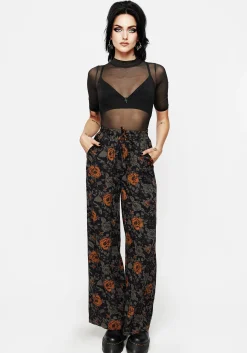 Mortify Floral Print Wide Leg Trousers