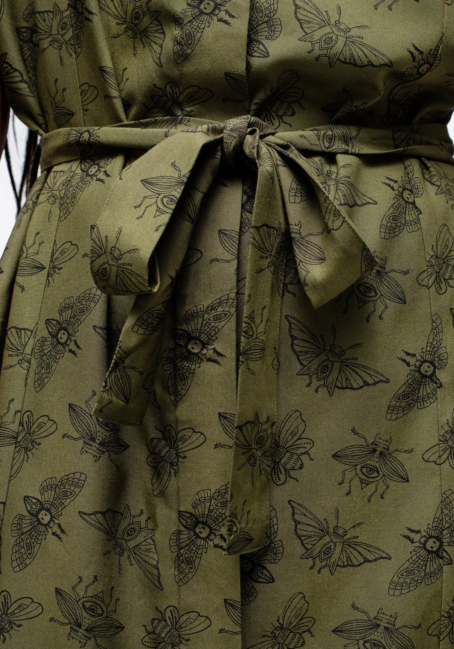 Mortmoth Print Midi Shirt Dress - Green