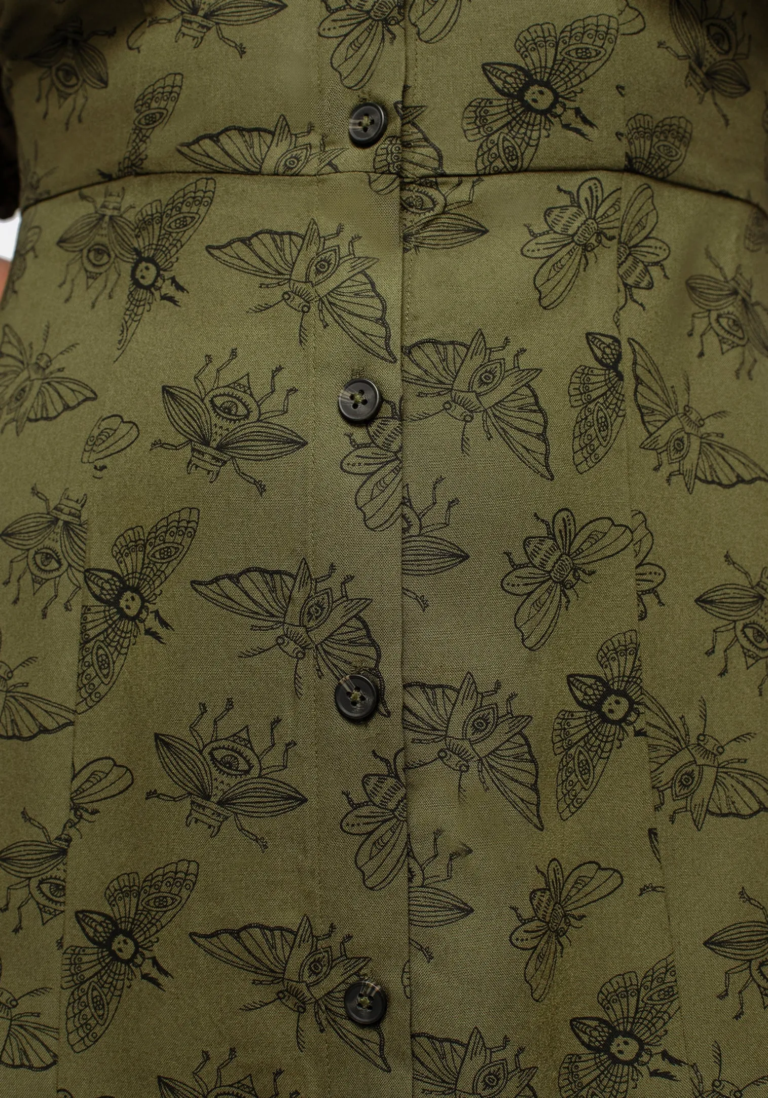 Mortmoth Print Puff Sleeve Mini Dress - Green