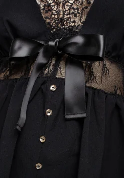 Mortuary Lace Button Up Mini Dress