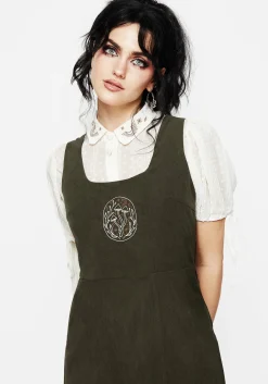 Mycelium Embroidered Mini Pinafore Dress